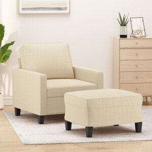 vidaXL Fauteuil met voetenbank 60 cm stof crèmekleurig