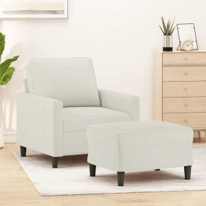 vidaXL Fauteuil met voetenbank 60 cm fluweel crèmekleurig