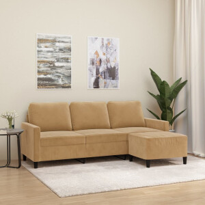 vidaXL Driezitsbank met voetenbank 180 cm fluweel bruin