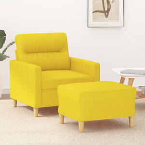 vidaXL Fauteuil met voetenbank 60 cm stof lichtgeel