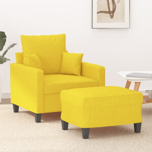 vidaXL Fauteuil met voetenbank 60 cm stof lichtgeel