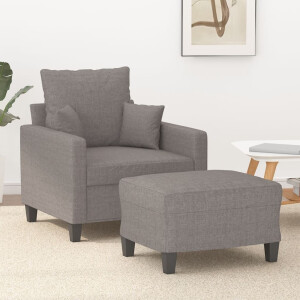 vidaXL Fauteuil met voetenbank 60 cm stof taupe