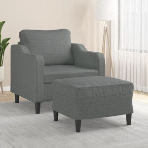 vidaXL Fauteuil met voetenbank 60 cm stof donkergrijs
