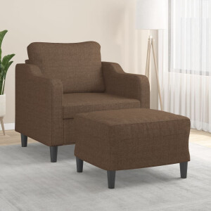 vidaXL Fauteuil met voetenbank 60 cm stof bruin