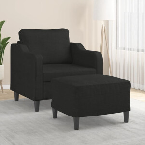 vidaXL Fauteuil met voetenbank 60 cm stof zwart