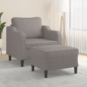 vidaXL Fauteuil met voetenbank 60 cm stof taupe