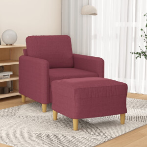 vidaXL Fauteuil met voetenbank 60 cm stof wijnrood