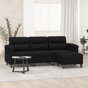 vidaXL Driezitsbank met voetenbank 180 cm microvezelstof zwart