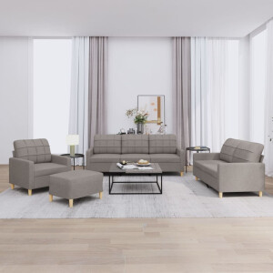 vidaXL 4-delige Loungeset met kussens stof taupe