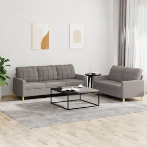 vidaXL 2-delige Loungeset met kussens stof taupe