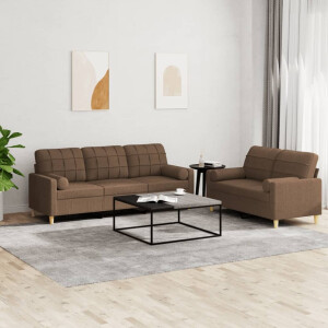 vidaXL 2-delige Loungeset met kussens stof bruin