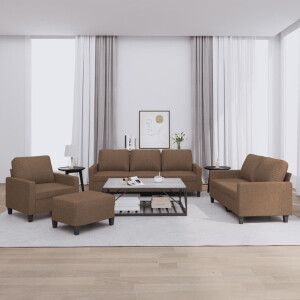 vidaXL 4-delige Loungeset met kussens stof bruin