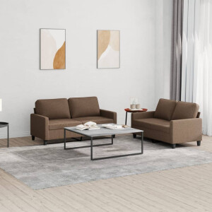 vidaXL 2-delige Loungeset met kussens stof bruin
