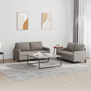 vidaXL 2-delige Loungeset met kussens stof taupe