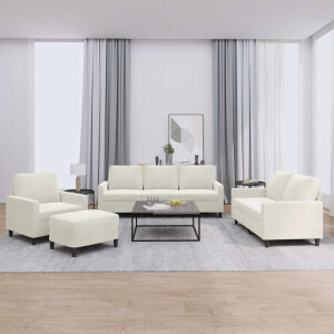 vidaXL 4-delige Loungeset met kussens fluweel crèmekleurig