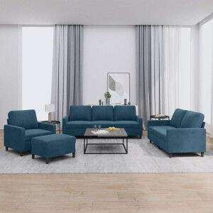 vidaXL 4-delige Loungeset met kussens fluweel blauw