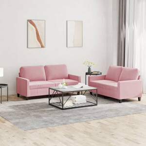 vidaXL 2-delige Loungeset met kussens fluweel roze
