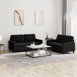vidaXL 2-delige Loungeset met kussens fluweel zwart