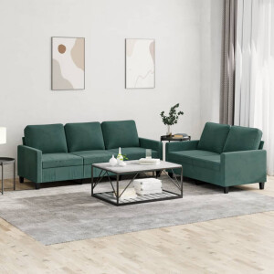 vidaXL 2-delige Loungeset met kussens fluweel donkergroen