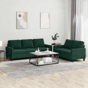 vidaXL 2-delige Loungeset met kussens fluweel donkergroen