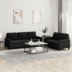 vidaXL 2-delige Loungeset met kussens fluweel zwart