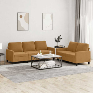 vidaXL 2-delige Loungeset met kussens fluweel bruin