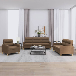 vidaXL 4-delige Loungeset met kussens stof bruin