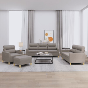 vidaXL 4-delige Loungeset met kussens stof taupe