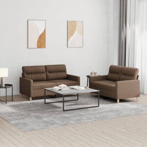 vidaXL 2-delige Loungeset met kussens stof bruin