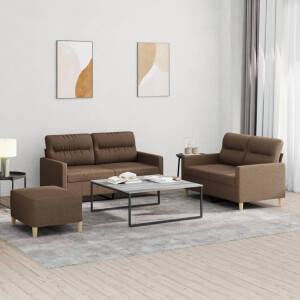 vidaXL 4-delige Loungeset met kussens stof bruin