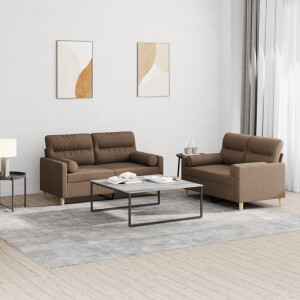 vidaXL 2-delige Loungeset met kussens stof bruin