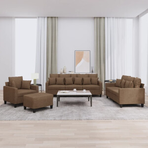 vidaXL 4-delige Loungeset met kussens stof bruin