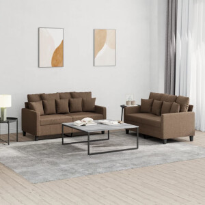 vidaXL 2-delige Loungeset met kussens stof bruin