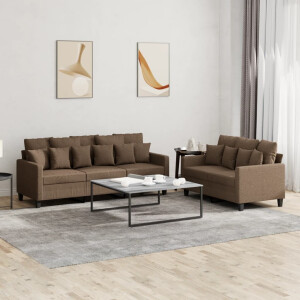vidaXL 2-delige Loungeset met kussens stof bruin