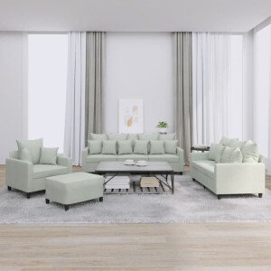 vidaXL 4-delige Loungeset met kussens fluweel lichtgrijs