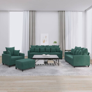 vidaXL 4-delige Loungeset met kussens fluweel donkergroen