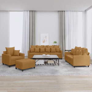 vidaXL 4-delige Loungeset met kussens fluweel bruin