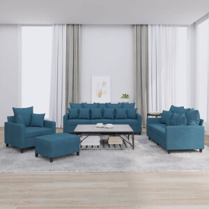 vidaXL 4-delige Loungeset met kussens fluweel blauw