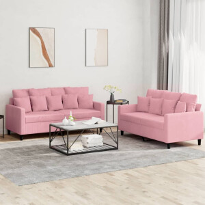 vidaXL 2-delige Loungeset met kussens fluweel roze