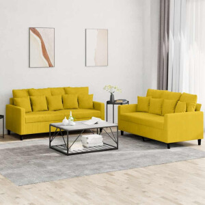 vidaXL 2-delige Loungeset met kussens fluweel geel