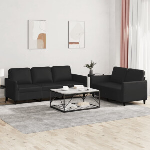 vidaXL 2-delige Loungeset met kussens kunstleer zwart