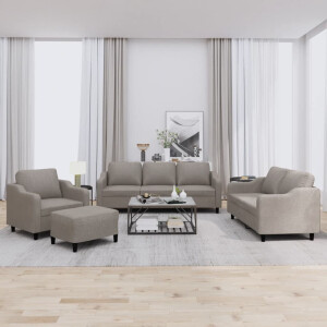 vidaXL 4-delige Loungeset met kussens stof taupe