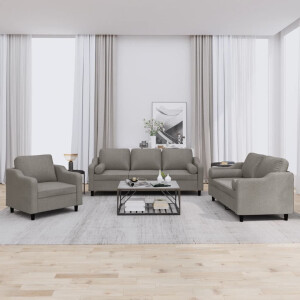 vidaXL 3-delige Loungeset met kussens stof taupe
