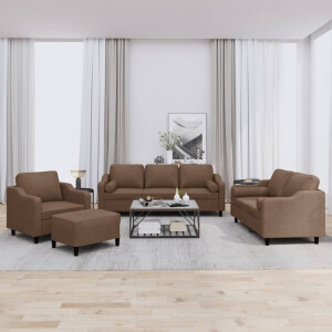 vidaXL 4-delige Loungeset met kussens stof bruin