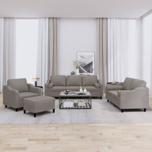 vidaXL 4-delige Loungeset met kussens stof taupe