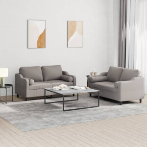 vidaXL 2-delige Loungeset met kussens stof taupe