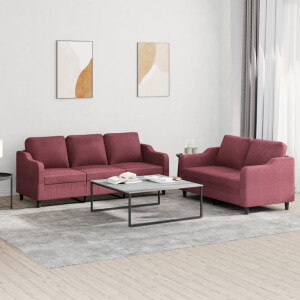 vidaXL 2-delige Loungeset met kussens stof wijnrood