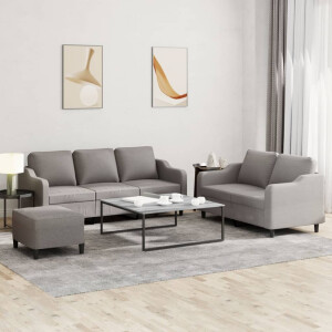 vidaXL 3-delige Loungeset met kussens stof taupe