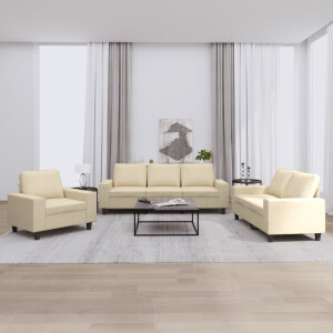 vidaXL 3-delige Loungeset stof crèmekleurig