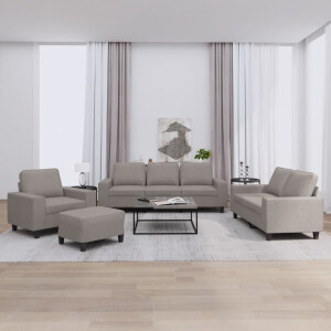 vidaXL 4-delige Loungeset stof taupe